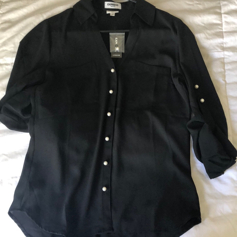 Express women’s black button down top